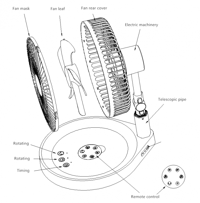 Timing Foldable Oscillating Fan Table Desk USB Remote Control Rechargeable Foldable Fan 0