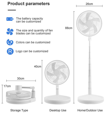 Wall Installation Pedestal Stand Custom Folding Fans With AC Power Supply