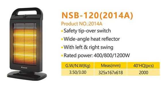 China Portable Oscillating Ceramic Heater Rated Power 400/800/1200W for Household / Office